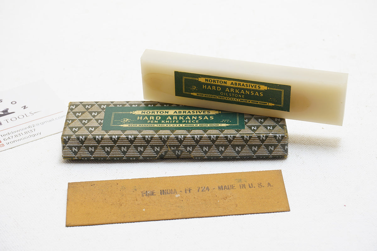 NOS NORTON TRANSLUCENT HARD ARKANSAS HONING STONE PLUS ONE – Ted 