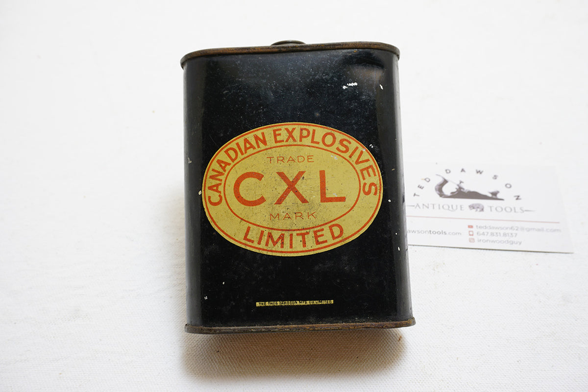 BEAUTY CANADIAN EXPLOSIVES SNAP SHOT POWDER TIN Ted Dawson Antique Tools