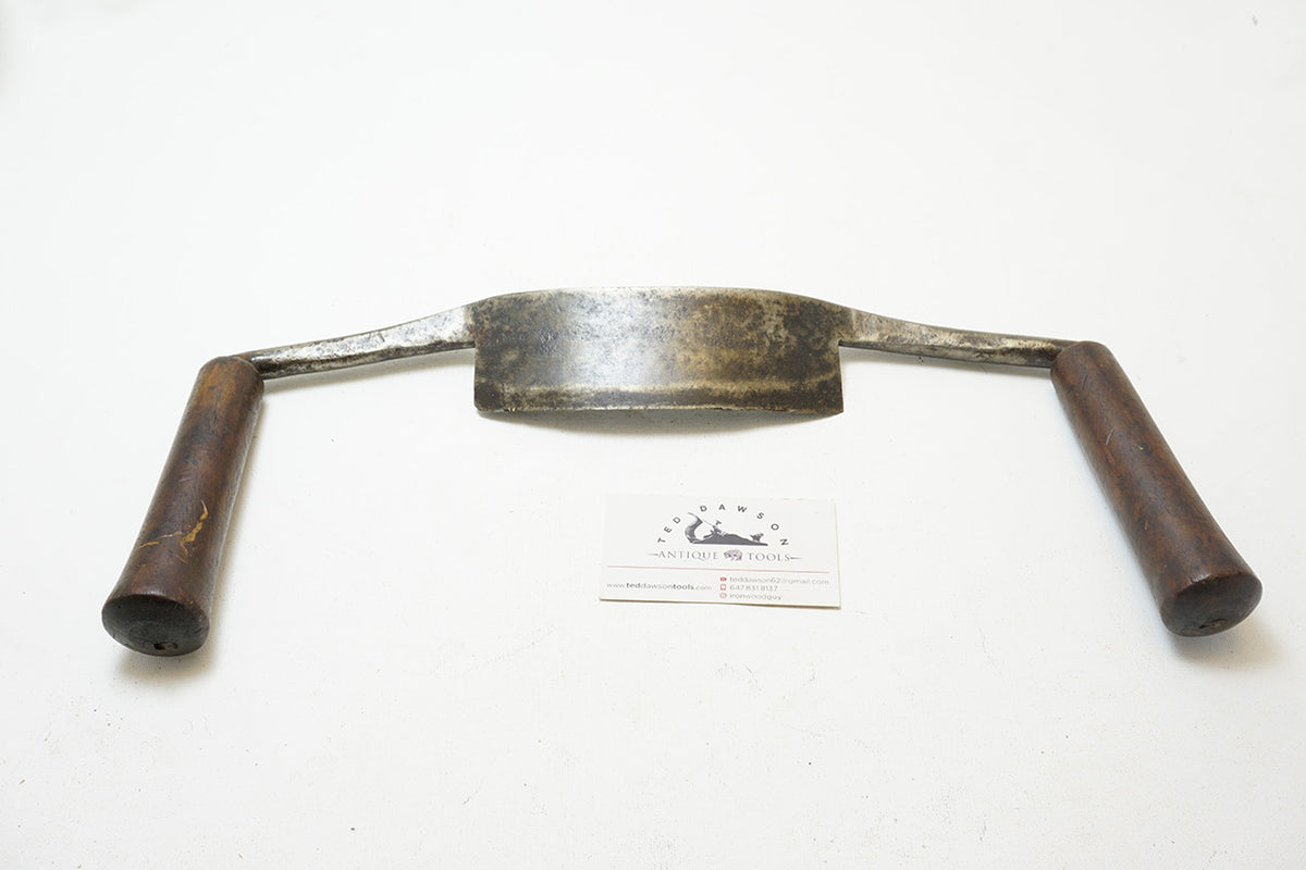 HEAVY CURVED DRAW KNIFE WITH MAHOGANY HANDLES Ted Dawson Antique Tools