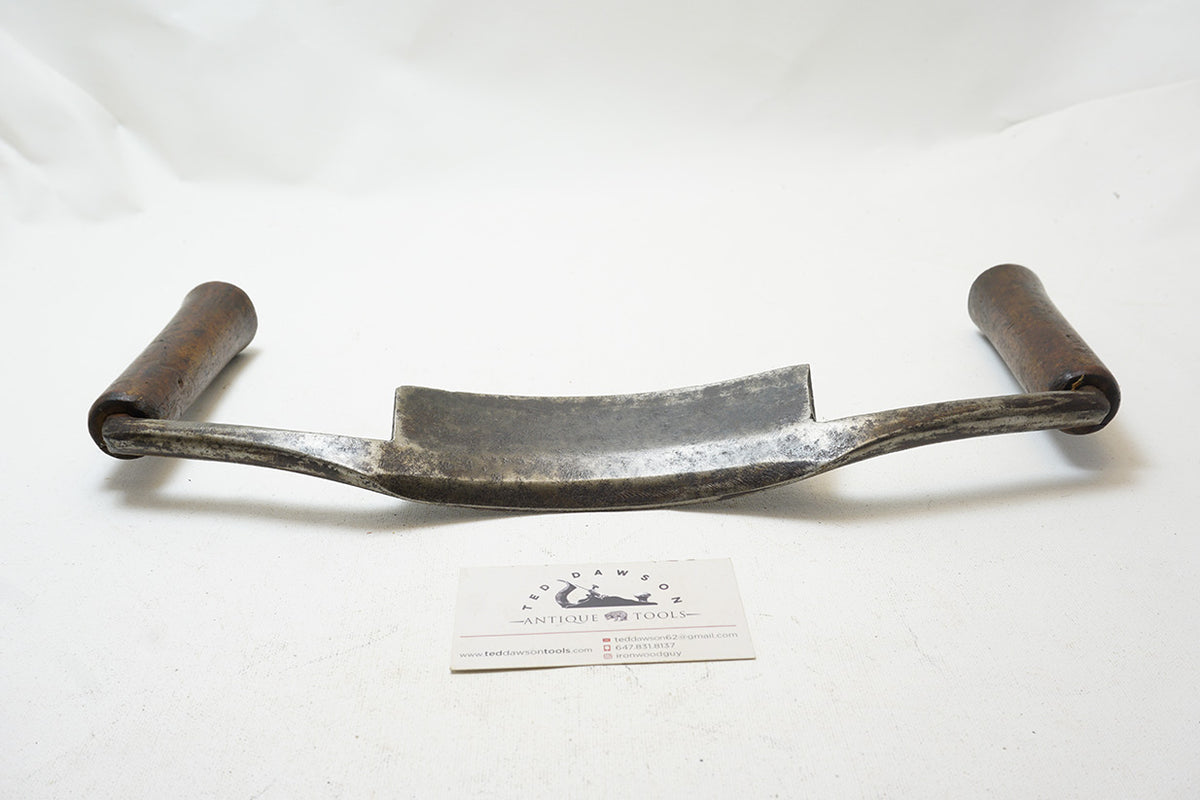 HEAVY CURVED DRAW KNIFE WITH MAHOGANY HANDLES Ted Dawson Antique Tools