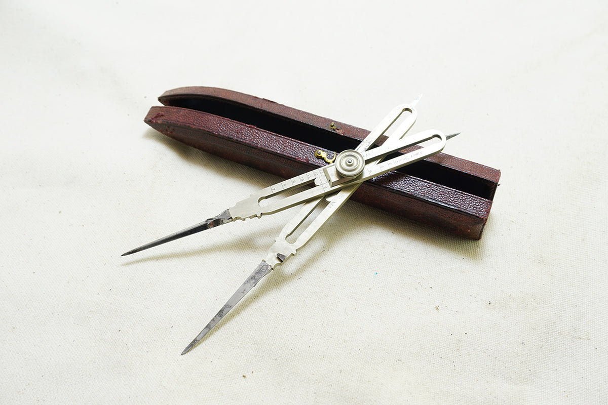 BEAUTIFUL EARLY PROPORTIONAL DIVIDERS IN ORIGINAL RED LEATHER CASE – Ted  Dawson Antique Tools