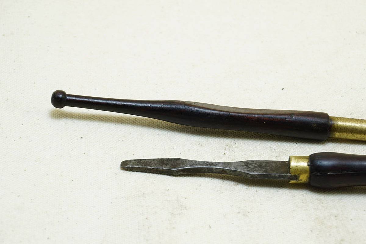 ROSEWOOD & BRASS FLATHEAD SCREWDRIVER & GLASS CUTTER A. SHAW & SON L Ted Dawson Antique Tools