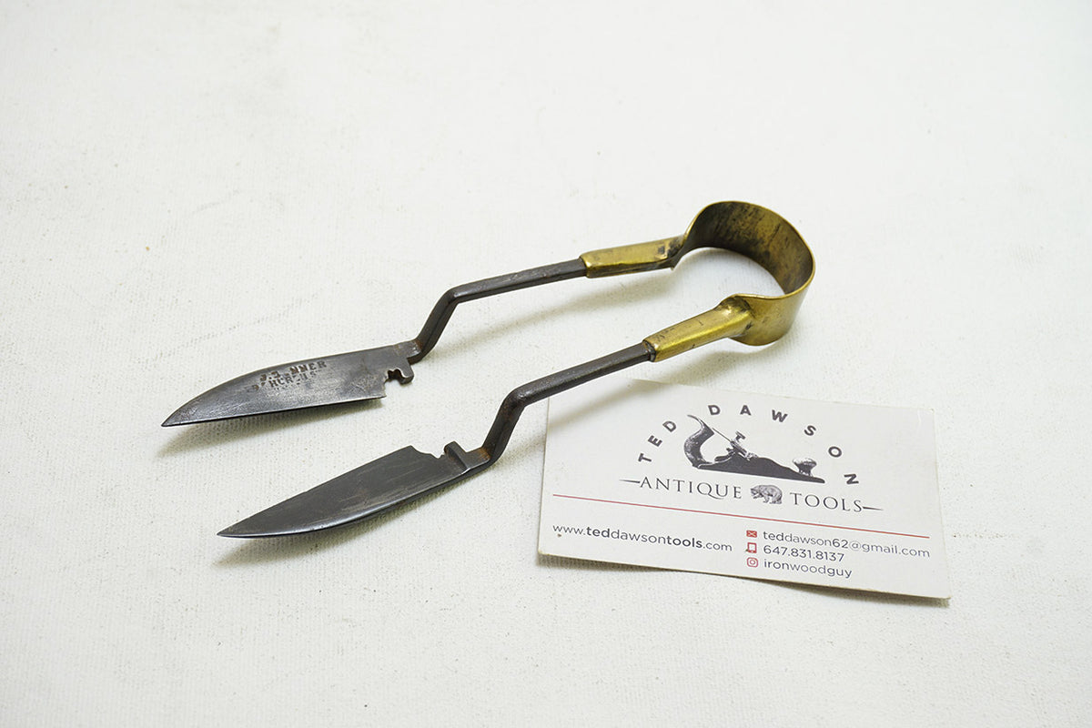 LOVELY 1800s BRASS & STEEL 6" BENT SHANK SHEARS GLOVE MAKER'S