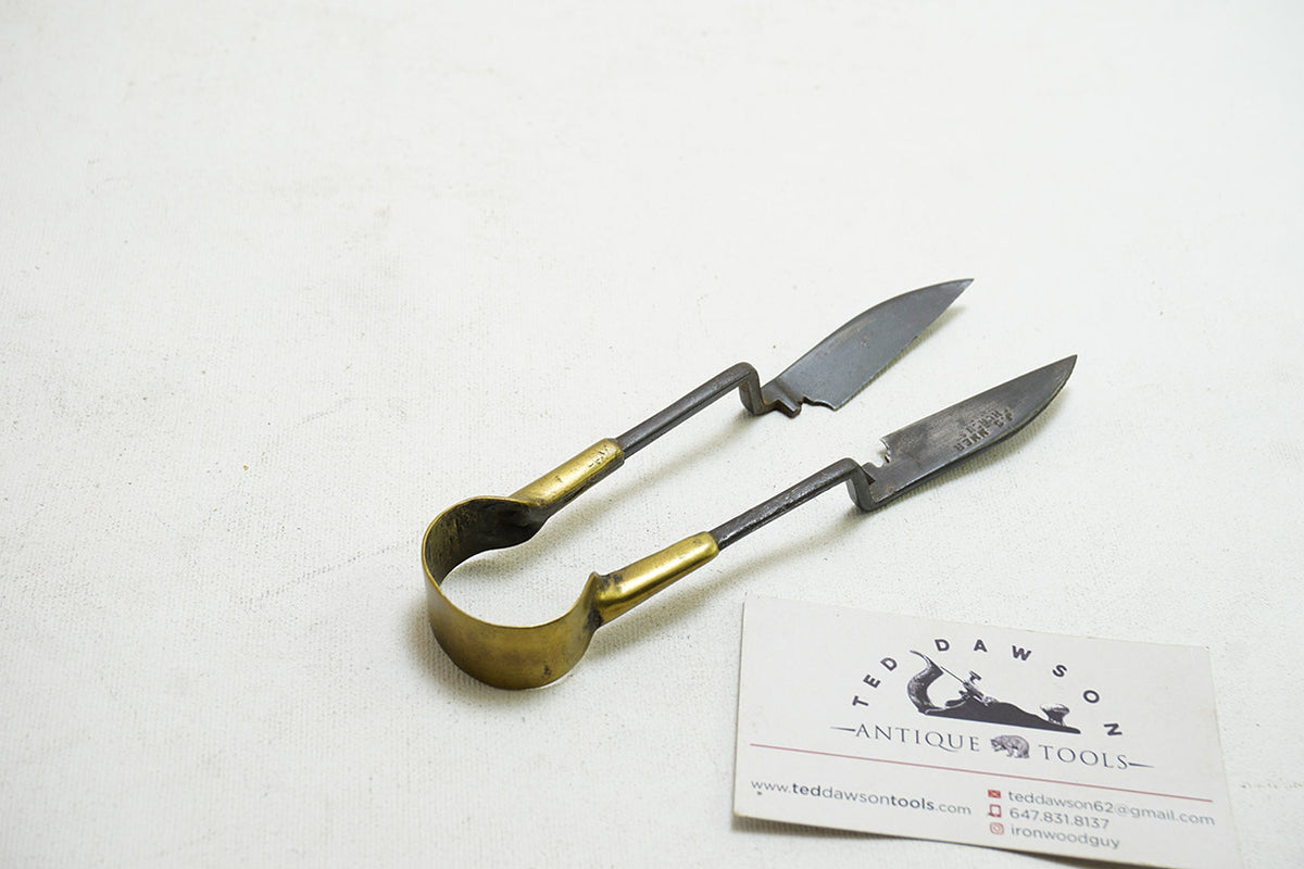 LOVELY 1800s BRASS & STEEL 6" BENT SHANK SHEARS GLOVE MAKER'S
