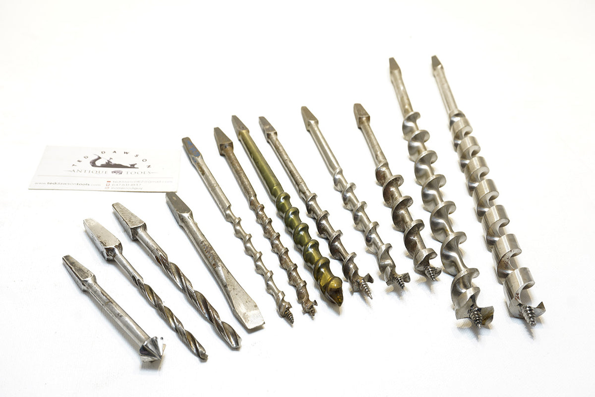 12 PIECE HAND BRACE AUGER BIT SET Ted Dawson Antique Tools