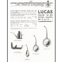 EXCELLENT JOSEPH LUCAS NO. 2 'VESTA' PETROL SQUIRT OILER - 1920s