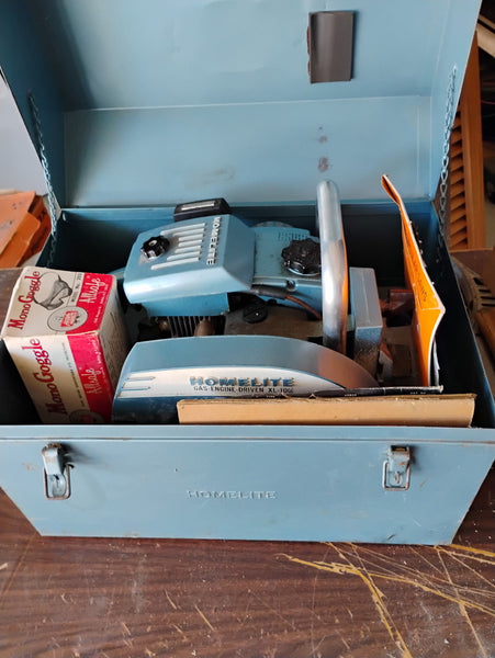 VERY RARE HOMELITE XL - 100 GAS POWERED CIRCULAR SAW CA 1962 IN ORIG CASE!!