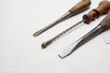 PAIR OF PERFECT HANDLE STYLE SCREWDRIVERS PLUS SPIRAL DRILL