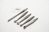 SET OF 5 A. MATHIESON ASSORTED BRACE BITS - CENTER, NOSE, COUNTERSINK