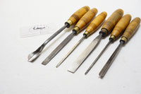 FINE SET OF 6 S. J. ADDIS CARVING CHISELS INCLUDING SPOON - IN ROLL