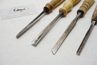 FABULOUS SET OF 4 BONE/ANTLER HANDLED CARVING CHISELS