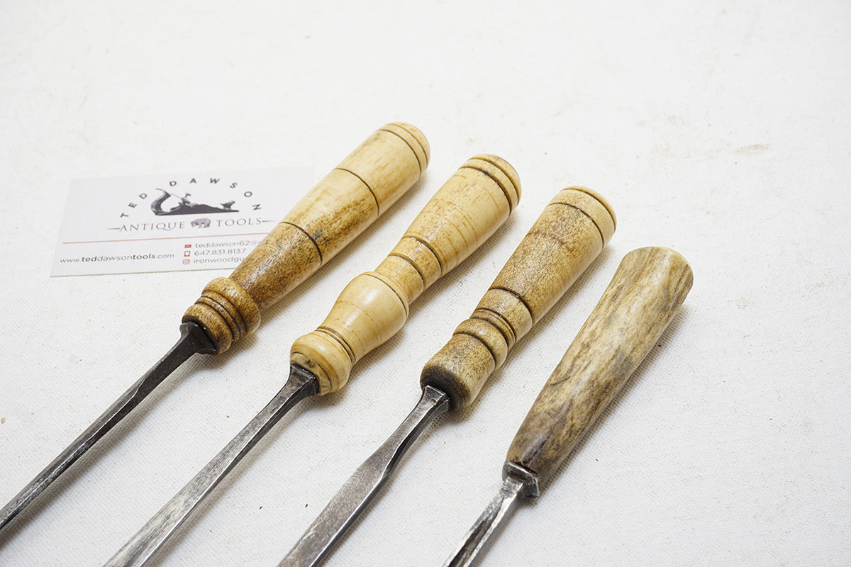 FABULOUS SET OF 4 BONE/ANTLER HANDLED CARVING CHISELS – Ted Dawson ...