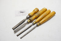 WORKING SET OF 4 ROBERT SORBY BEVEL EDGE CHISELS