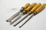 WORKING SET OF 4 ROBERT SORBY BEVEL EDGE CHISELS