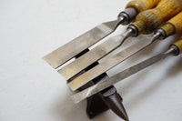 WORKING SET OF 4 ROBERT SORBY BEVEL EDGE CHISELS