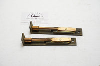 VINTAGE HARDWARE PAIR OF INTERIOR DOOR SLIDE SHOOT BOLT LOCKS