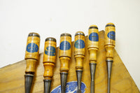 EXCELLENT SET OF 6 BERG CHISELS IN ORIGINAL BOX