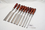 REMARKABLE N.O.S. SET OF 9 STANLEY 720 CHISELS - CA 1940-50