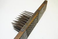 EARLY & ORNATE YELLOW BIRCH PUNCHED TIN FLAX LINEN HETCHEL COMB