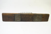 EARLY & ORNATE YELLOW BIRCH PUNCHED TIN FLAX LINEN HETCHEL COMB