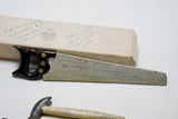 WHIMSICAL CA 1915 MINIATURE SAW, AXE, & HAMMER - CARVED & PAINTED & LETTERED