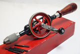 LIKE NEW IN BOX MILLERS FALLS NO. 5 HAND DRILL WITH 8 ORIGINAL BITS