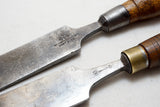 TWO BEAUTY EARLY PARING CHISELS - MARPLES 1 1/2" & BUTCHER 1 3/4"