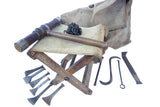 REMARKABLE SHIPWRIGHT’S COMPLETE FITTED CAULKING KIT - MALLET, STOOL, IRONS &&