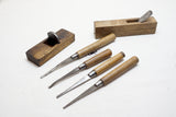 RARE SET OF 4 JAPANESE SOKOZARAI CHISELS PLUS SCRAPER & MOLDING PLANE