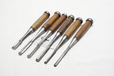BEAUTIFUL UNUSUAL SET OF JAPANESE HEAVY GOUGE CHISELS
