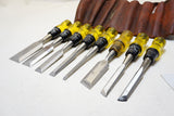 SET OF 8 BUCK BROS NO 100 BUTT CHISELS -  1/4" - 1 1/4" IN FITTED LEATHER ROLL