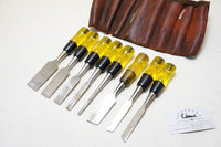 SET OF 8 BUCK BROS NO 100 BUTT CHISELS -  1/4" - 1 1/4" IN FITTED LEATHER ROLL