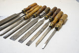 WORKING SET OF 9 AIRD & ANDERSON CHISELS & GOUGES - PATTERNMAKERS