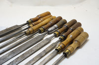 WORKING SET OF 9 AIRD & ANDERSON CHISELS & GOUGES - PATTERNMAKERS