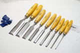 DEAD MINT SET OF 9 MARPLES BOXWOOD HANDLED CHISELS