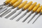 DEAD MINT SET OF 9 MARPLES BOXWOOD HANDLED CHISELS
