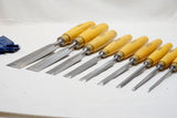 DEAD MINT SET OF 9 MARPLES BOXWOOD HANDLED CHISELS