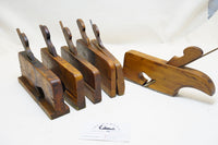 STUNNING SET OF 6 BRASS / STEEL SOLED WOOD CARRIAGEMAKERS PLANES - 1/2" ~ 1 5/8"