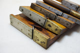 STUNNING SET OF 6 BRASS / STEEL SOLED WOOD CARRIAGEMAKERS PLANES - 1/2" ~ 1 5/8"