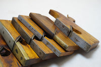 STUNNING SET OF 6 BRASS / STEEL SOLED WOOD CARRIAGEMAKERS PLANES - 1/2" ~ 1 5/8"