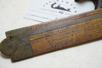 SCARCE EARLY STEPHENS NO. 9 BOXWOOD & BRASS SLIDE RULE - 2FT 2 FOLD