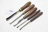 SET OF 5 S. J. ADDIS CARVING GOUGES - 3/16" ~ 1/2"