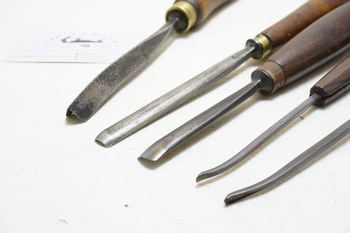 SET OF 5 S. J. ADDIS CARVING GOUGES - 3/16