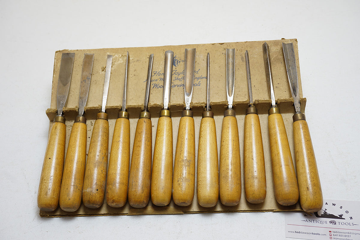 SET OF 12 HENRY TAYLOR CARVING CHISELS ON ORIGINAL TAYLOR HOLDER – Ted ...