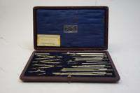 VERY FINE & COMPLETE B J HALL LONDON DRAFTING SET IN LEATHER CASE