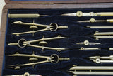 VERY FINE & COMPLETE B J HALL LONDON DRAFTING SET IN LEATHER CASE