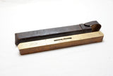 LOVELY RABONE & SON MAHOGANY & BRASS LEVEL IN LEATHER SLEEVE- 12"