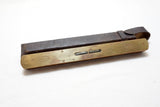 LOVELY RABONE & SON MAHOGANY & BRASS LEVEL IN LEATHER SLEEVE- 12"