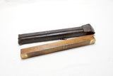 LOVELY RABONE & SON MAHOGANY & BRASS LEVEL IN LEATHER SLEEVE- 12"