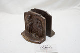 EARLY FARM, PEASANT, CHURCH MOTIF BRONZED BOOKENDS